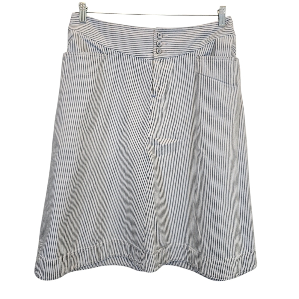Lauren Ralph Lauren Size 10 100% Cotton Stripe Skirt Pockets